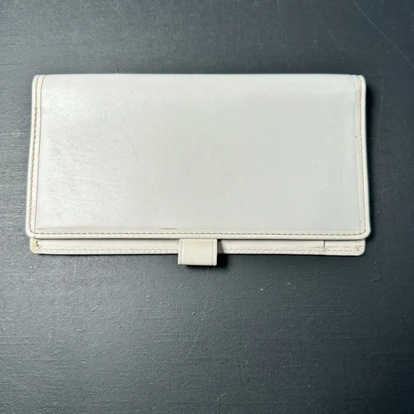 Coach White Leather Bifold Wallet Checkbook Cover Pen Loop - Picture 5 of 5